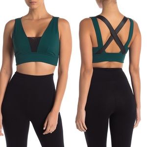 Zella Marilyn Neoprene Green Mesh Sports Bra Small